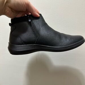 Black leather work boots for walking , brand FLEXI. Used ONCE.